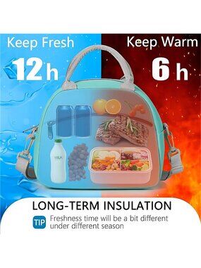 Lunch Bag Women Insulated Lunch Bag Waterproof Lunch Cooler Bag, Green & Grey